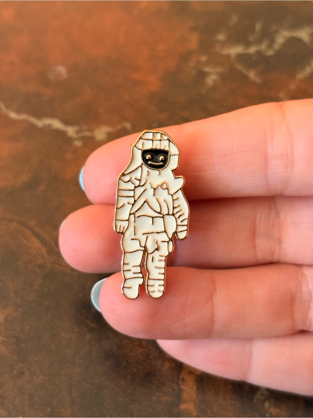 Astronaut Enamel Pin in Cream and Black